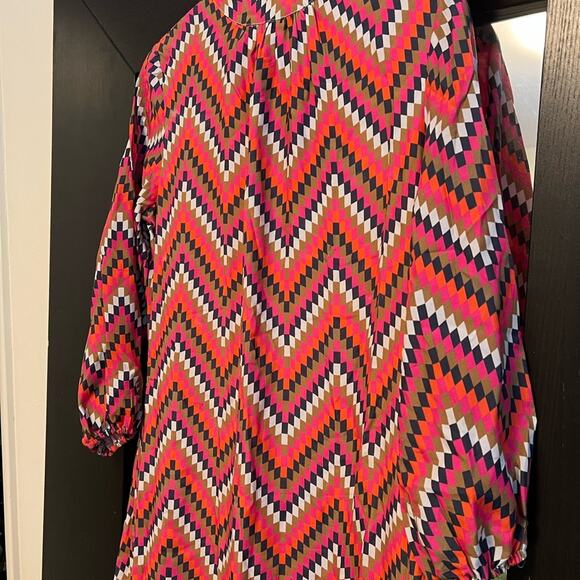 Vilagallo Una Zig Zag Squares Dress Pink/Multi Colored New EU Size 40 (8 Medium) - Picture 5 of 9